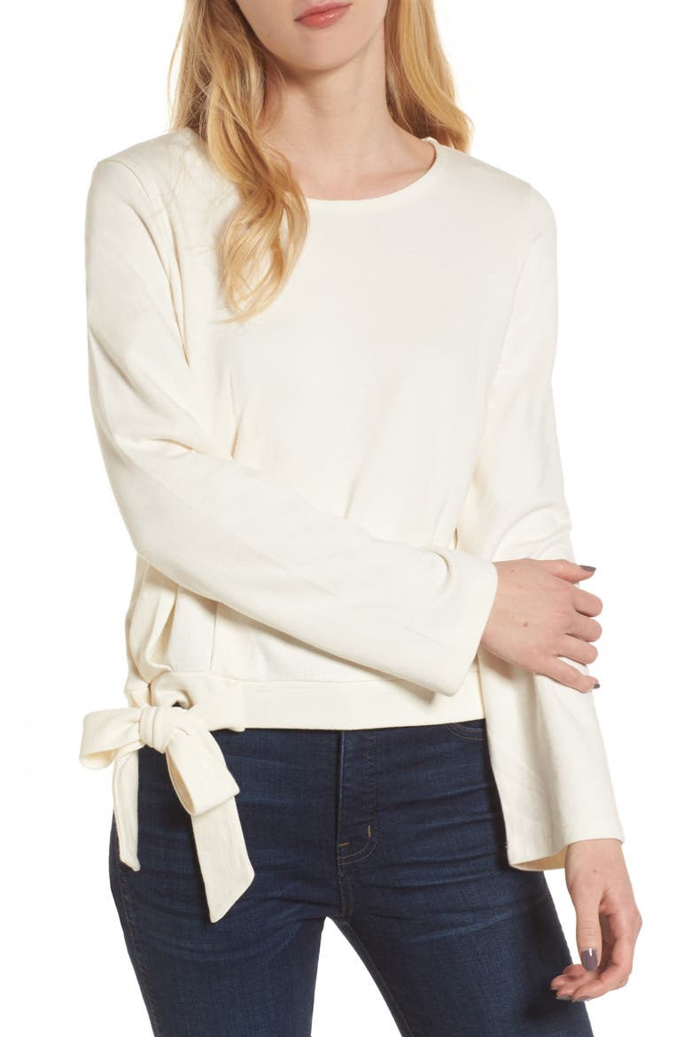 Side Tie Top, Main, color, BRIGHT IVORY