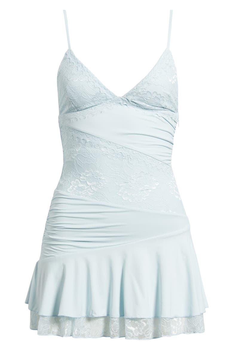 Love Is Alive Lace Trim Minidress, Alternate, color, BLUE