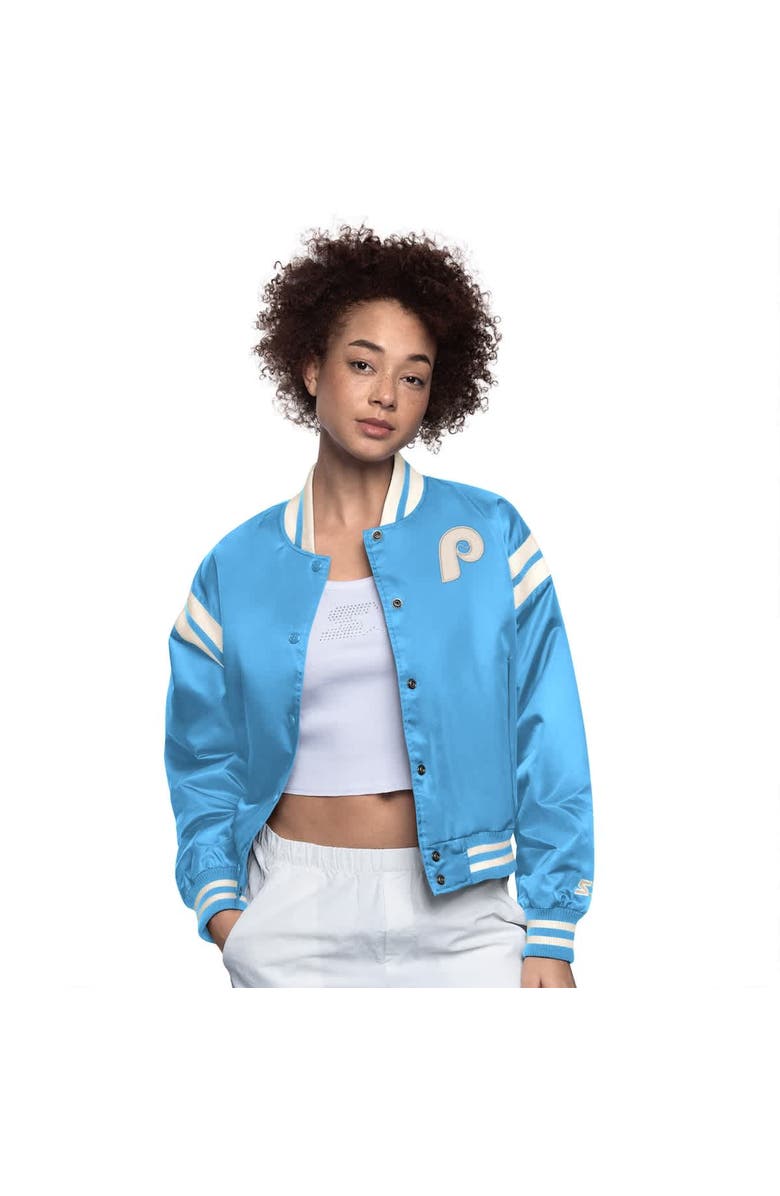 STARTER Women's Starter Royal Philadelphia Phillies Full Count Full-Snap Varsity Jacket, Alternate, color, Royal