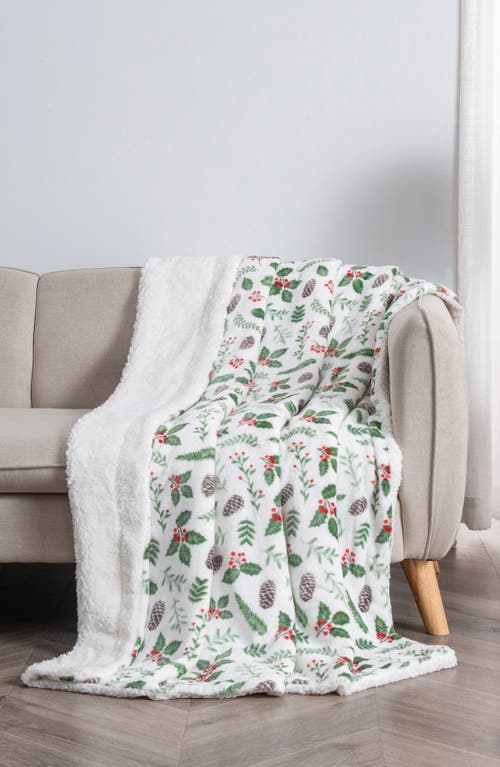 Woven & Weft Holiday Print Reversible Faux Shearling Throw Blanket