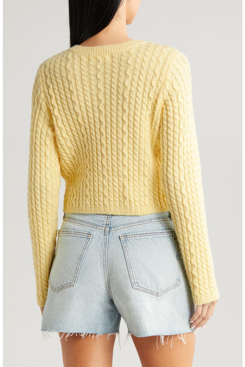 Crop Cable Cardigan, Alternate, color, LEMON