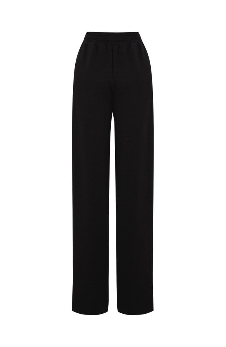 Exquise Elastic Waist Wide Leg Pants, Alternate, color, Black