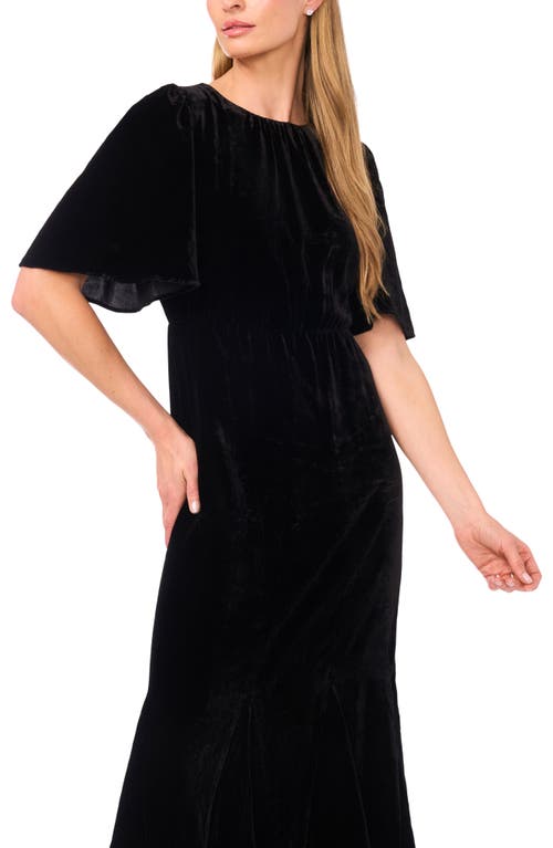 Ted Baker Flounce Sleeve Velvet Dress In Black