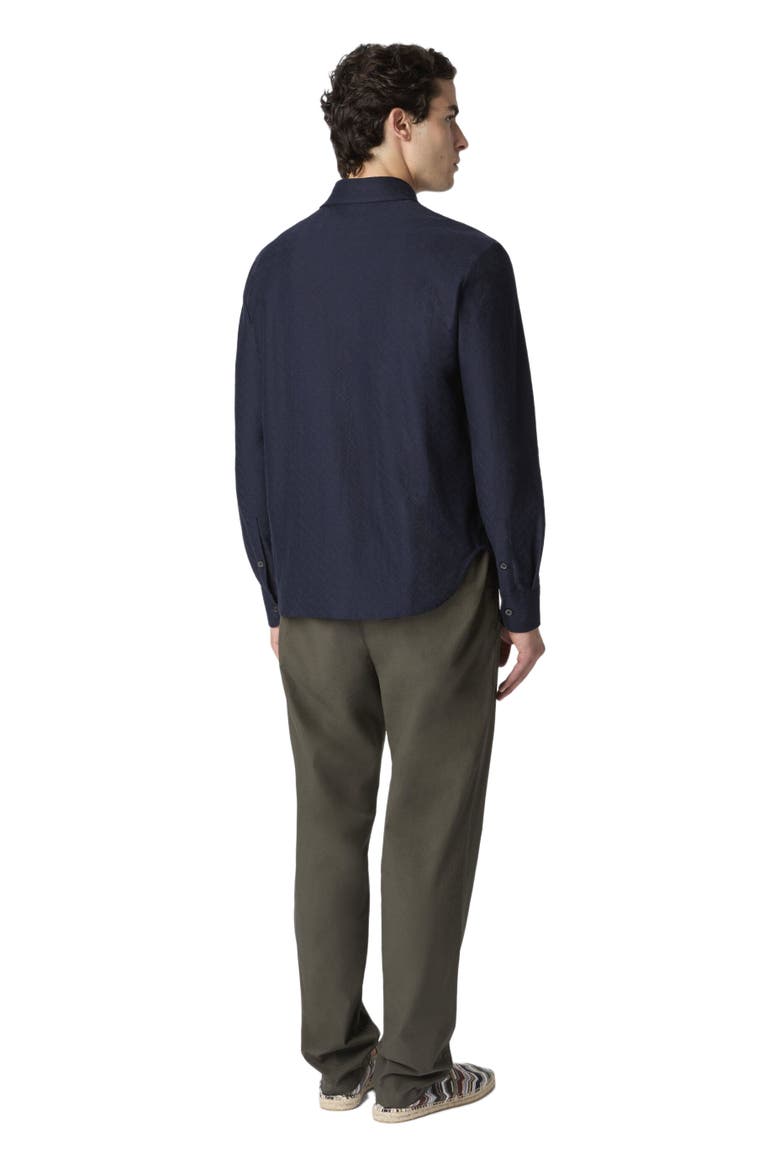 Cotton Jacquard Shirt With Tone-on-tone Zigzag Pattern, Alternate, color, Blue