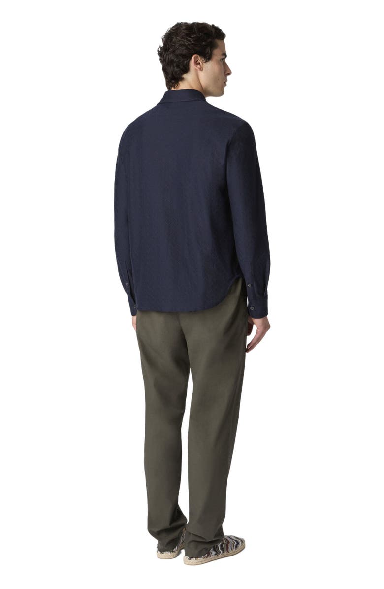 Missoni Cotton Jacquard Shirt With Tone-on-tone Zigzag Pattern, Alternate, color, Blue