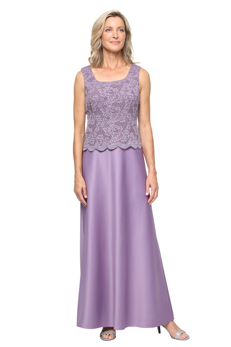 Embroidered Lace Mock Two-Piece Gown with Jacket, Alternate, color, ICY ORCHID
