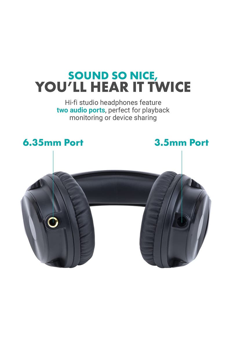 MOVO MH-100 Hi-Fi Studio Headphones with Microphone, Alternate, color, Black