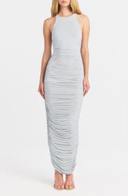 SKIMS Cupro Jersey Ruched Long Dress