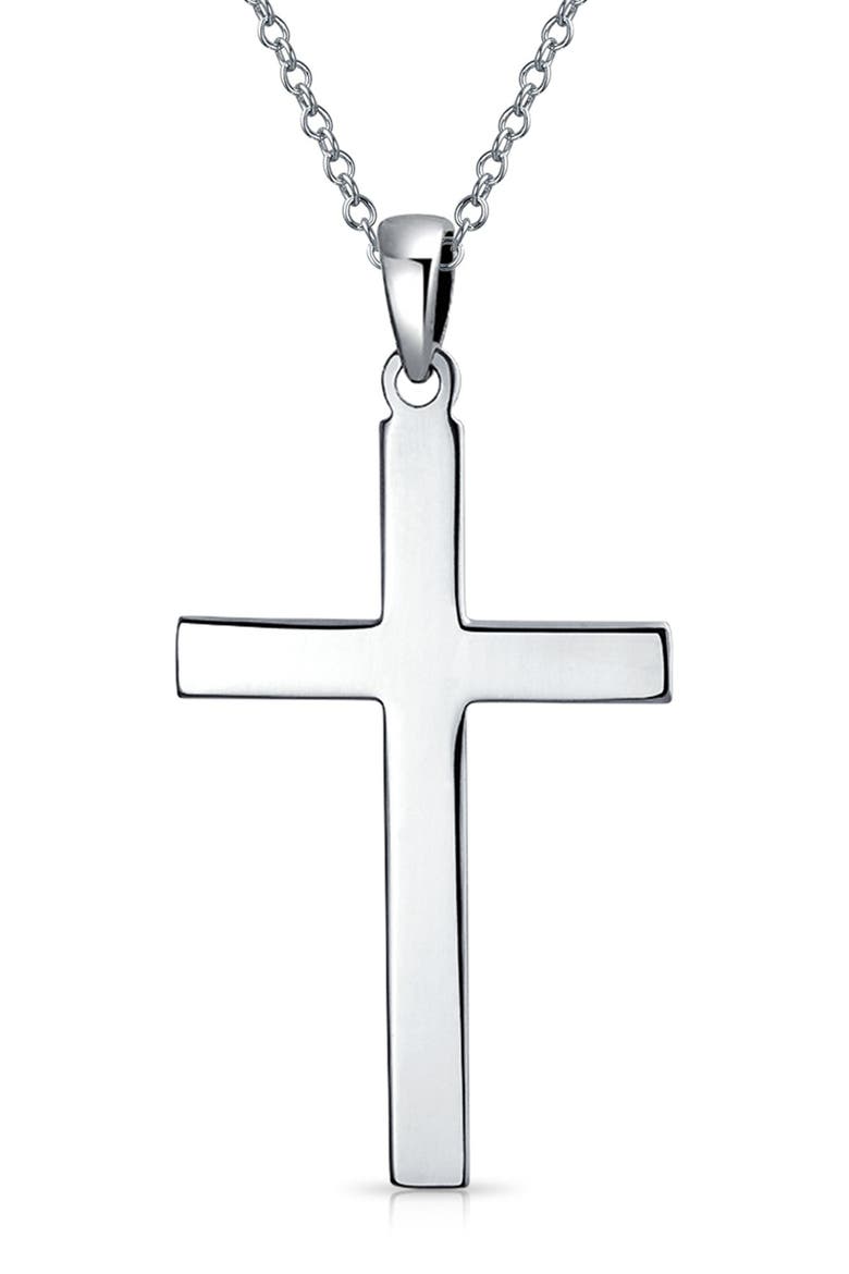 Sterling Silver Cross Pendant Necklace, Main, color, SILVER