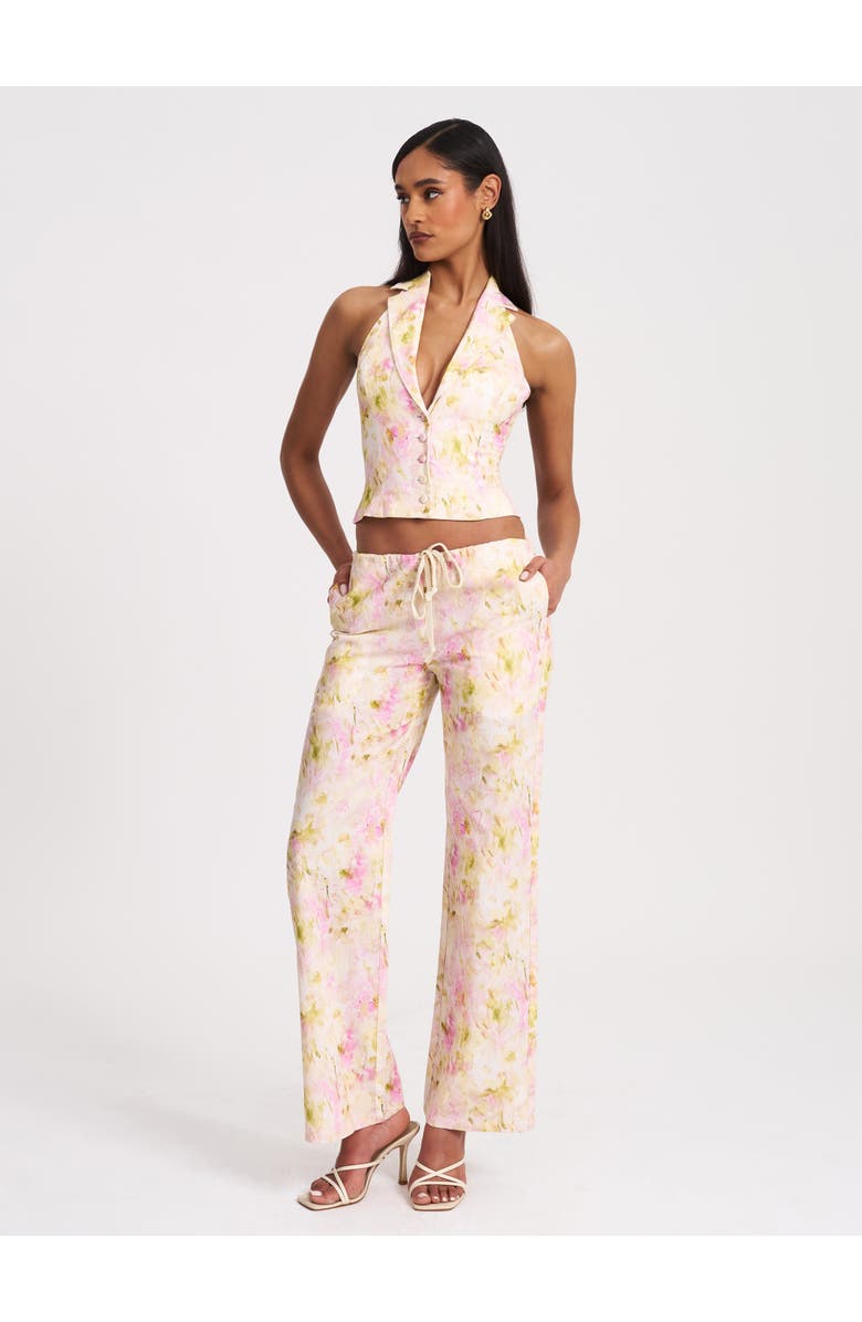 Miss Circle Laureen Floral Linen Straight Pants, Alternate, color, Pink Floral