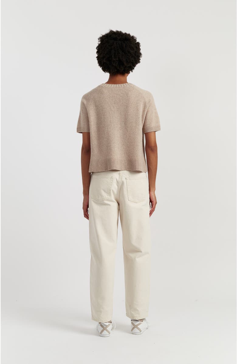 Chinti & Parker Lightweight Wool-Cashmere Button-Front Tee, Alternate, color, Soft Oat