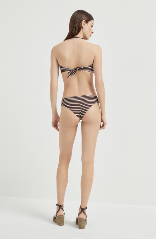 Brunello Cucinelli Striped Jacquard Bikini Briefs In Brown