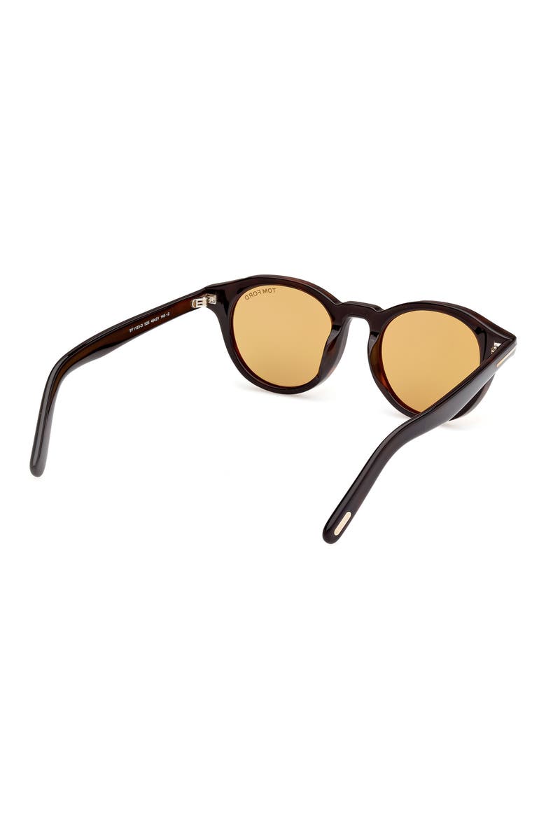 49mm Small Round Sunglasses, Alternate, color, DARK HAVANA / BROWN