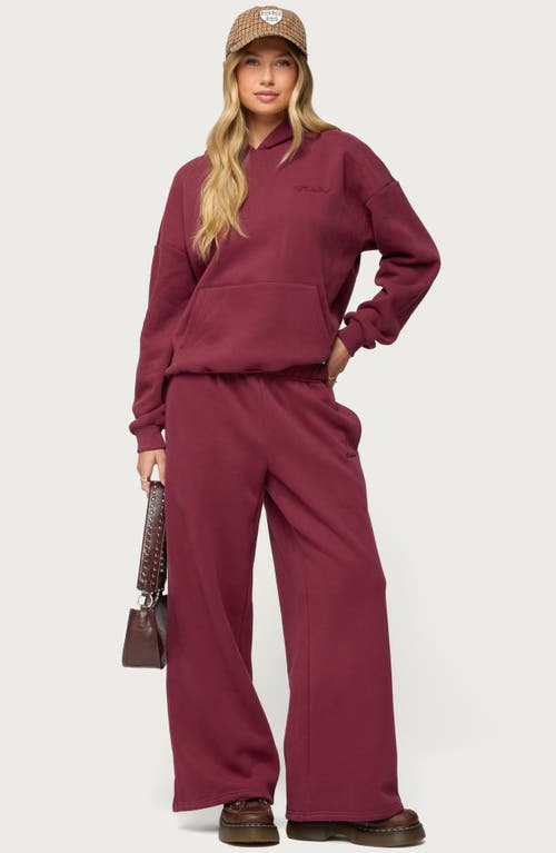 Edikted Wide Leg Sweatpants In Red