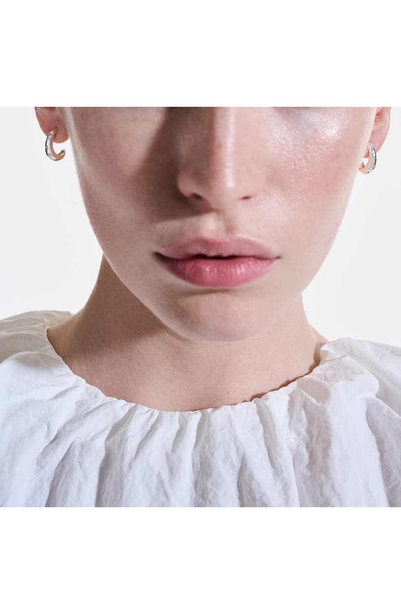 John Hardy Surf J Hoop Earrings, Diamonds, 15mm, Alternate, color, Silver