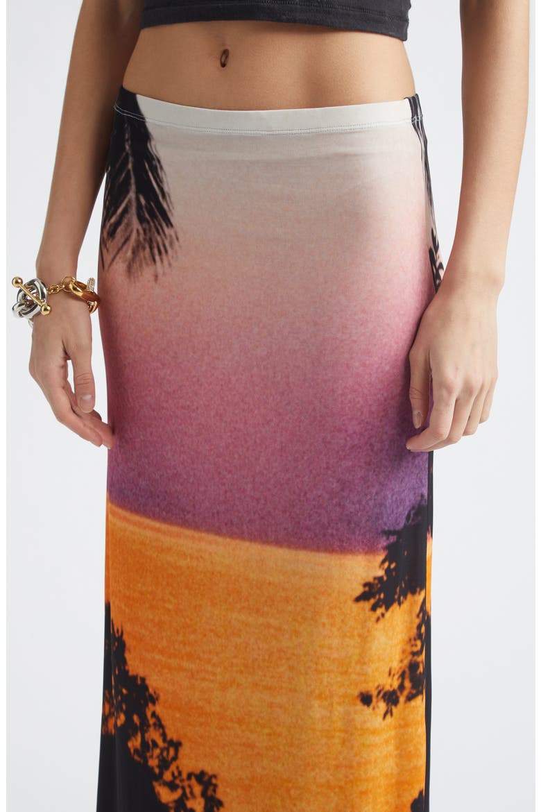 Thunderstorm Print Jersey Maxi Skirt, Alternate, color, BIG LIGHTENING ORANGE/ PI