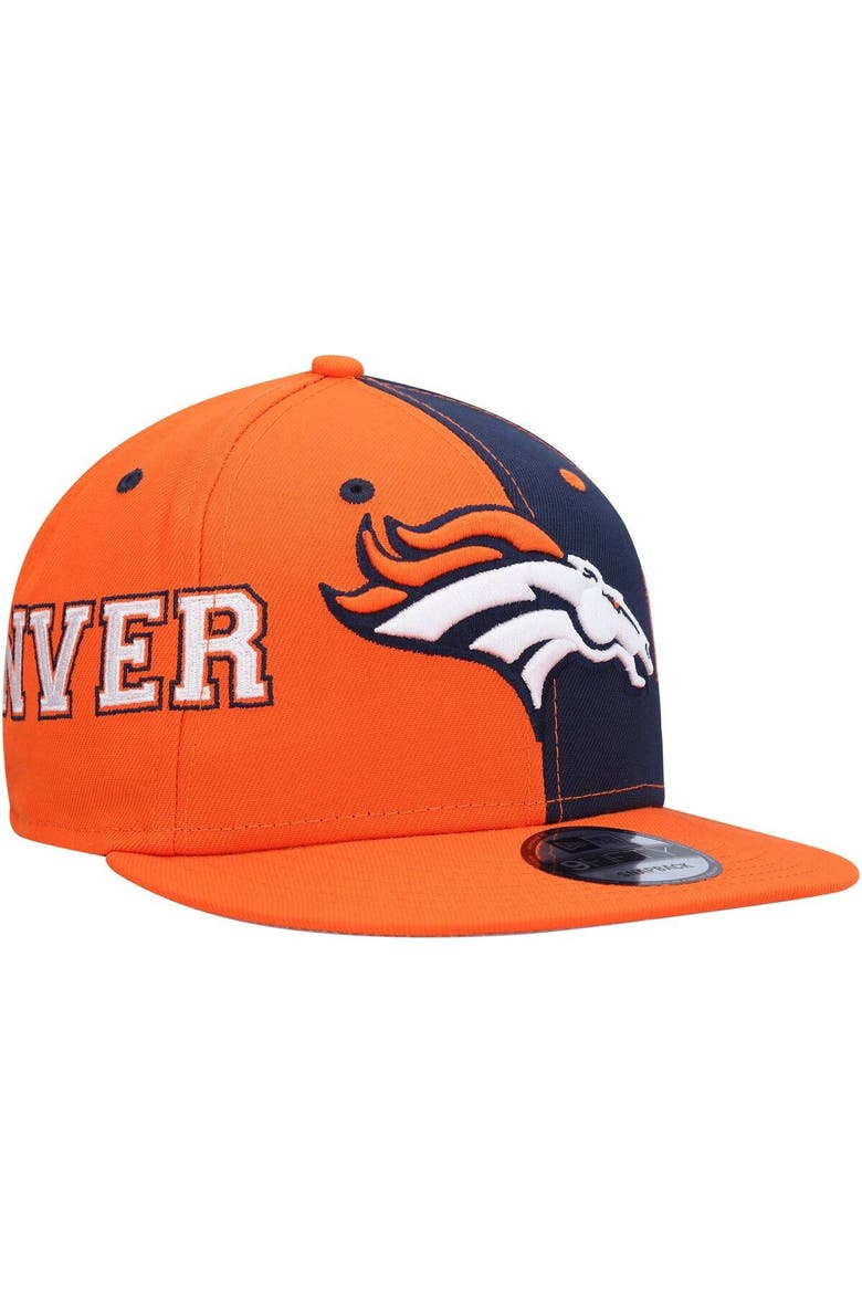 Men's New Era Orange/Navy Denver Broncos Team Split 9FIFTY Snapback Hat, Alternate, color, Orange