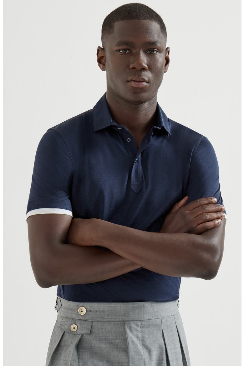 Polo with shirt collar, Alternate, color, Azure