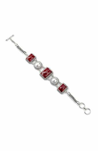Sterling Silver Ruby & Mabe Pearl Toggle Bracelet