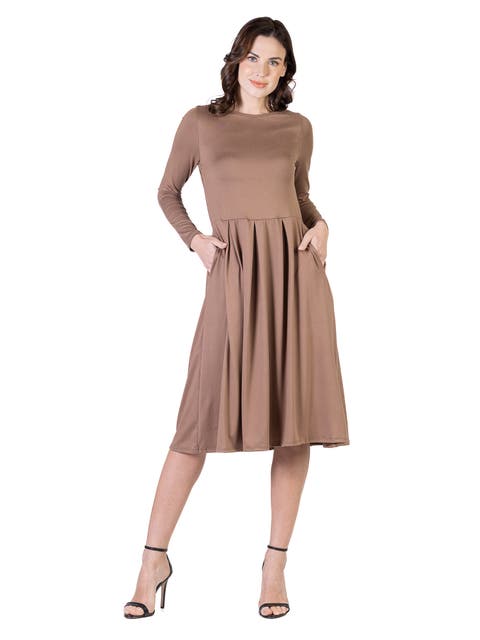 Midi Length Fit N Flare Pocket Dress