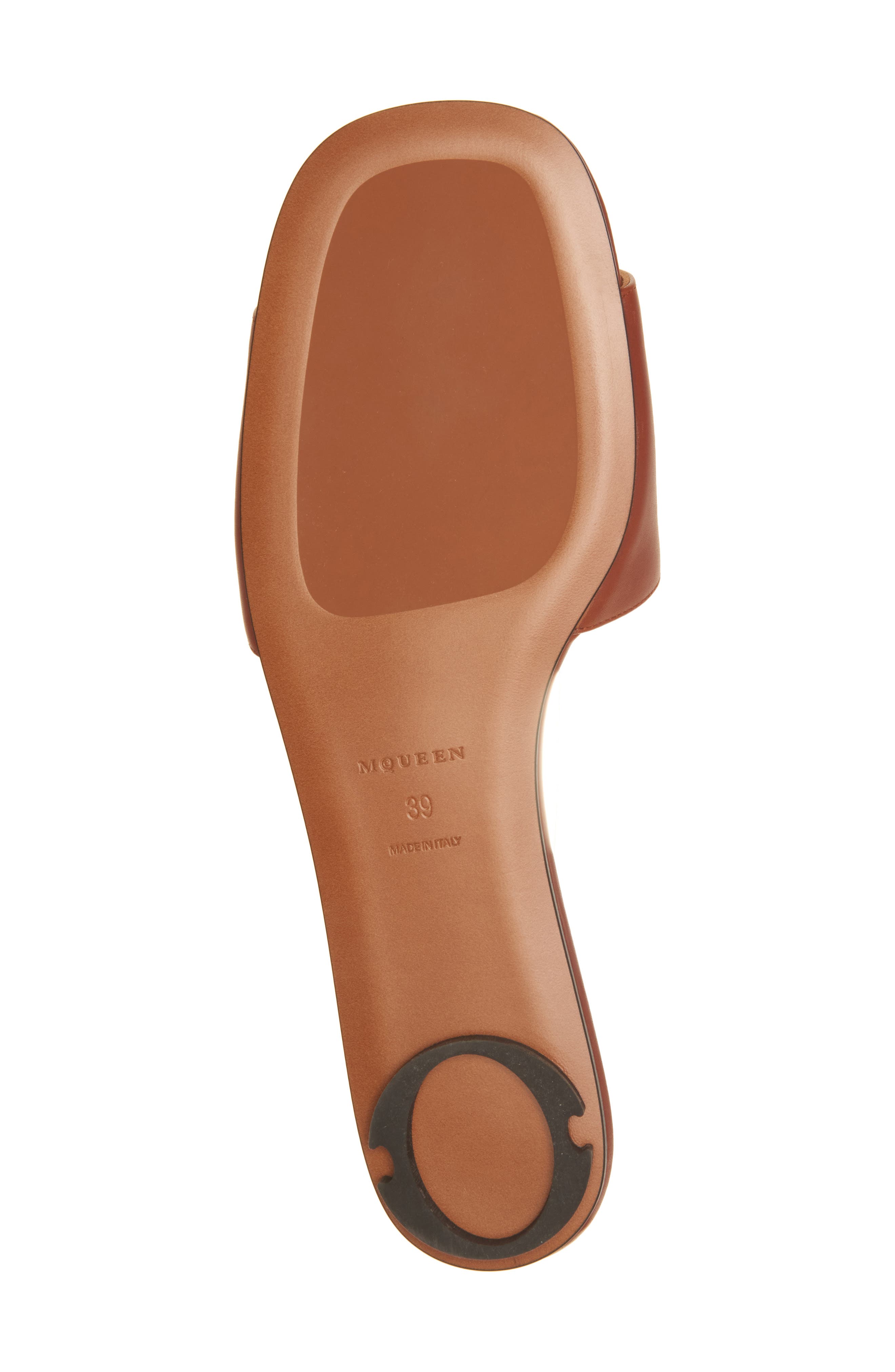 McQueen Arc Flat Slide Sandal, Alternate, color, Siena/ Silver