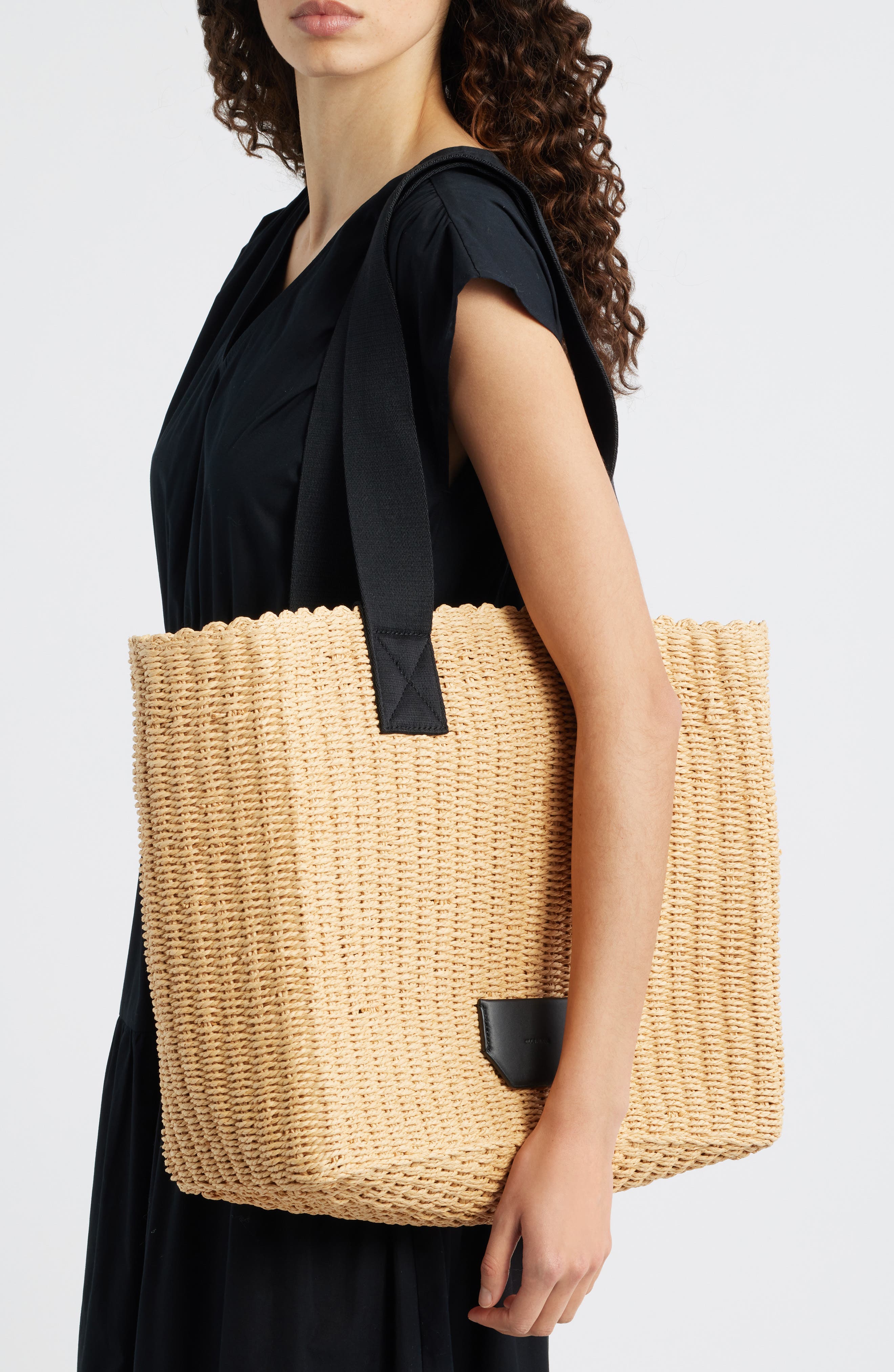 AllSaints Izzy Straw Tote, Alternate, color, Natural