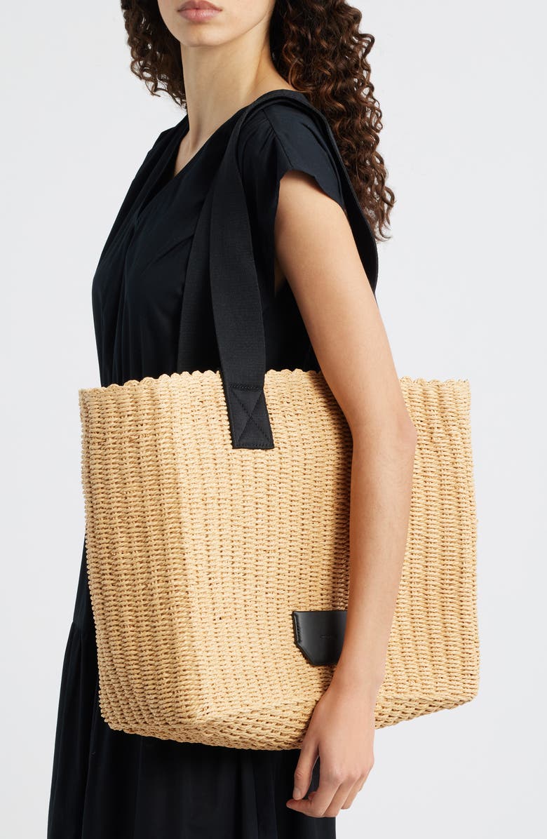 AllSaints Izzy Straw Tote, Alternate, color, Natural