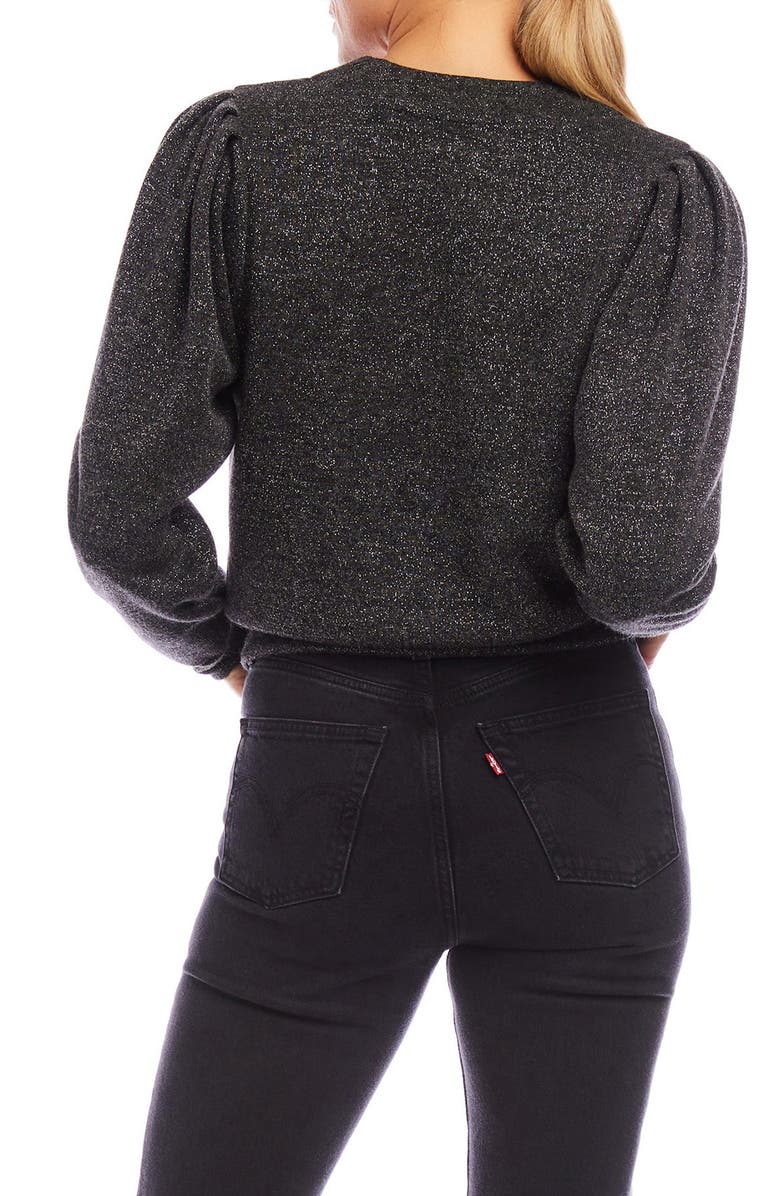 FIFTEEN TWENTY Madeline Metallic Crop Cardigan, Alternate, color, Black With Silver