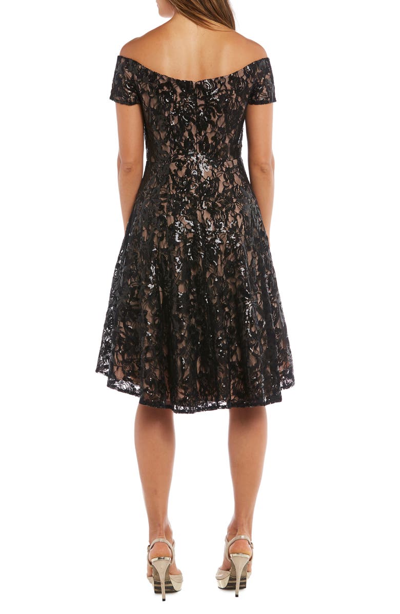 Morgan & Co. Off the Shoulder High/Low Cocktail Dress, Alternate, color, 