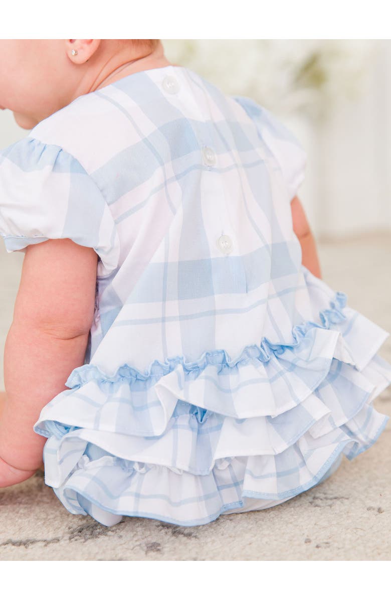 RuffleButts Baby Girls Puff Sleeve Smocked Romper, Alternate, color, 