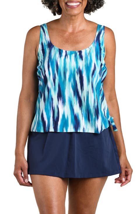 Crystal Full Coverage Faux Skirtini One-Piece Swimsuit