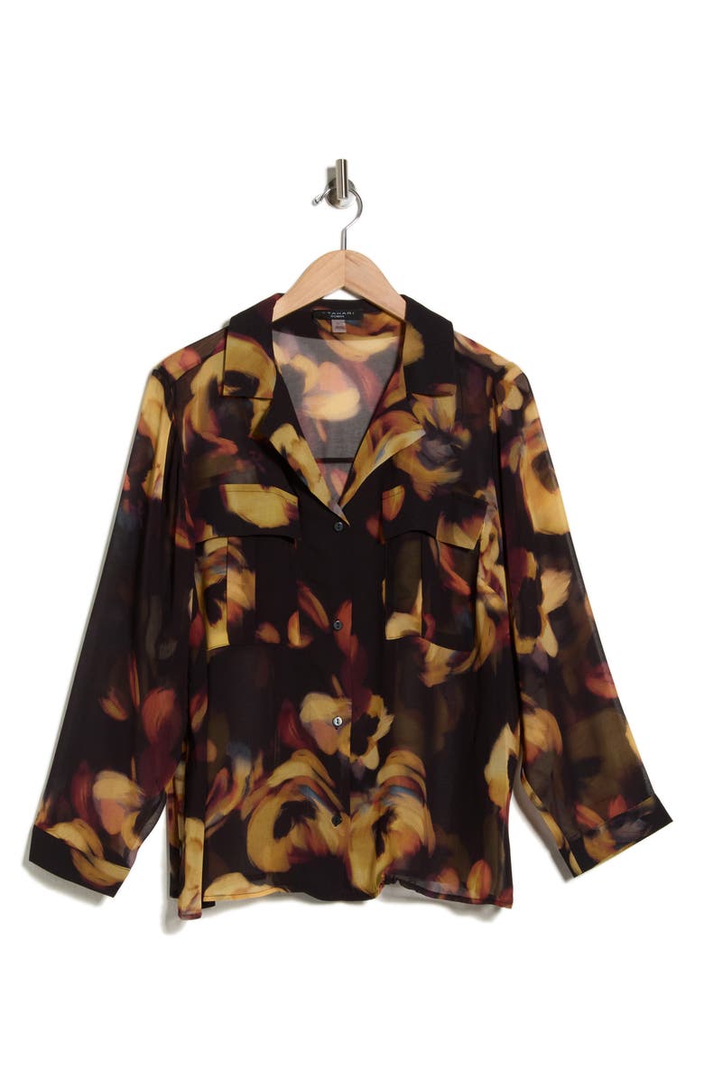 T Tahari Long Sleeve Crop Utility Button-Up Shirt, Alternate, color, Vivid Floral Print