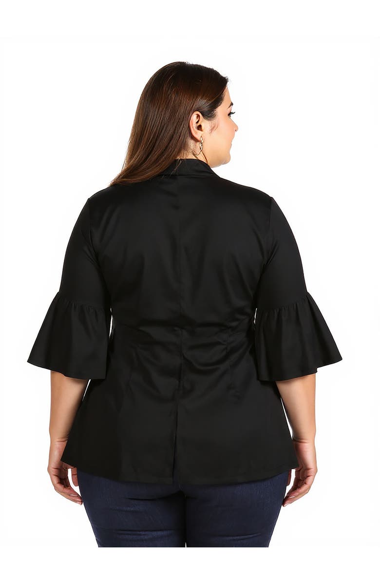 24seven Comfort Apparel Tie Front Bell Sleeve Cardigan, Alternate, color, Black