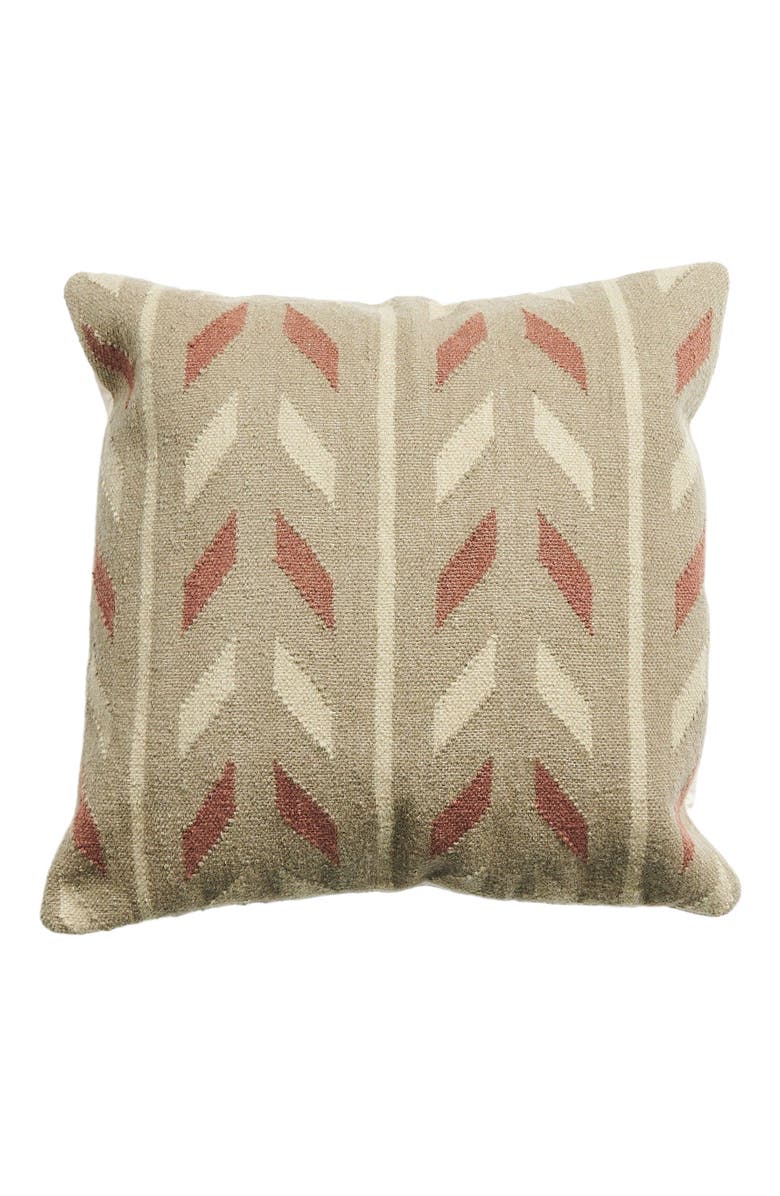 Studio Variously Ero Green Brown Geometric Pattern Hand-woven Jute Cotton Large Pillow, Alternate, color, 