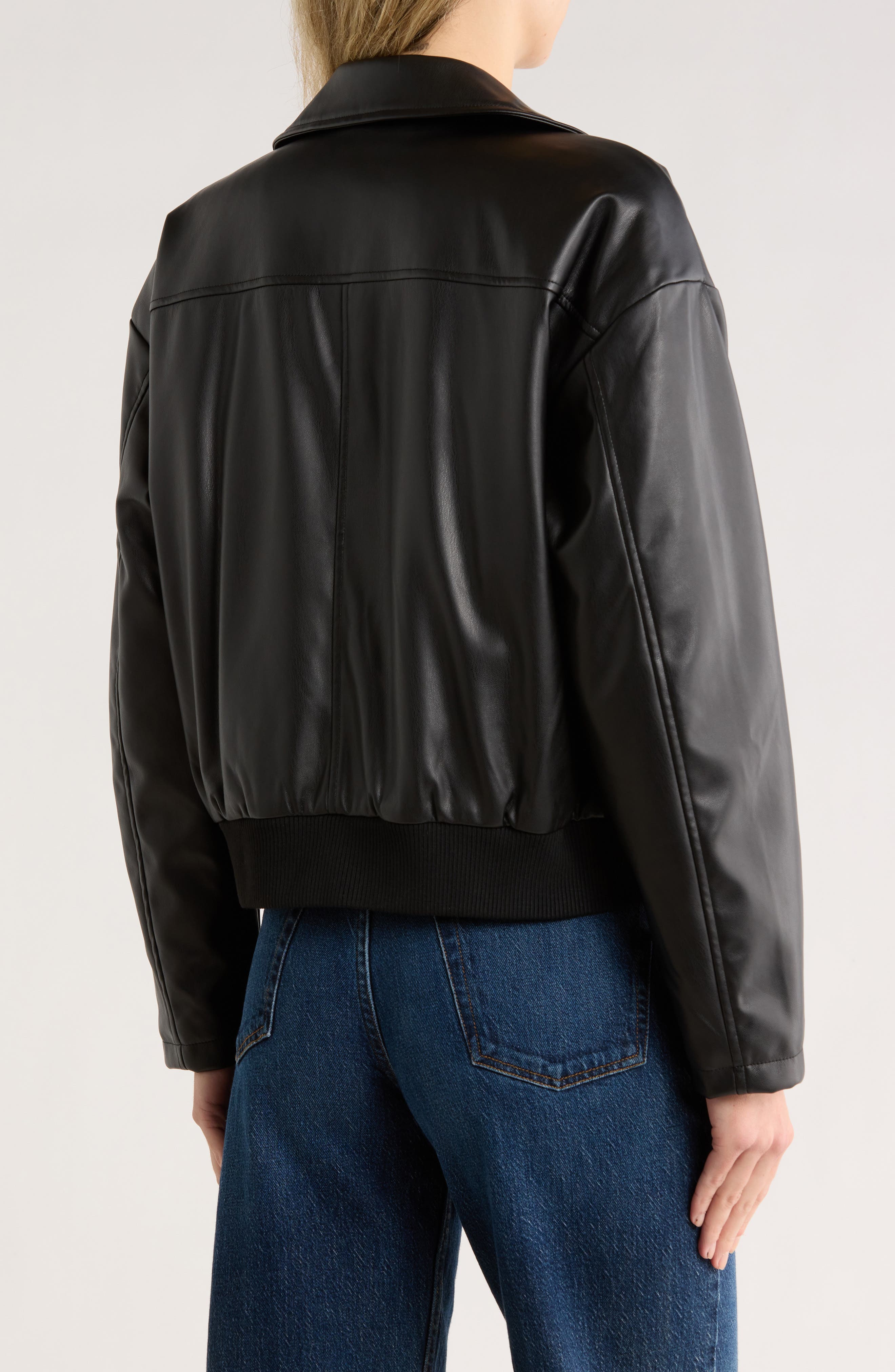 Faux Leather Bomber Jacket - image 2