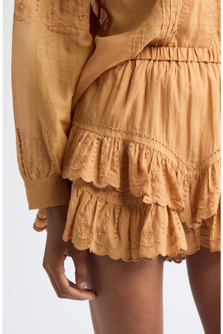 Jocadia Ruffle Cotton Miniskort, Alternate, color, CARAMEL