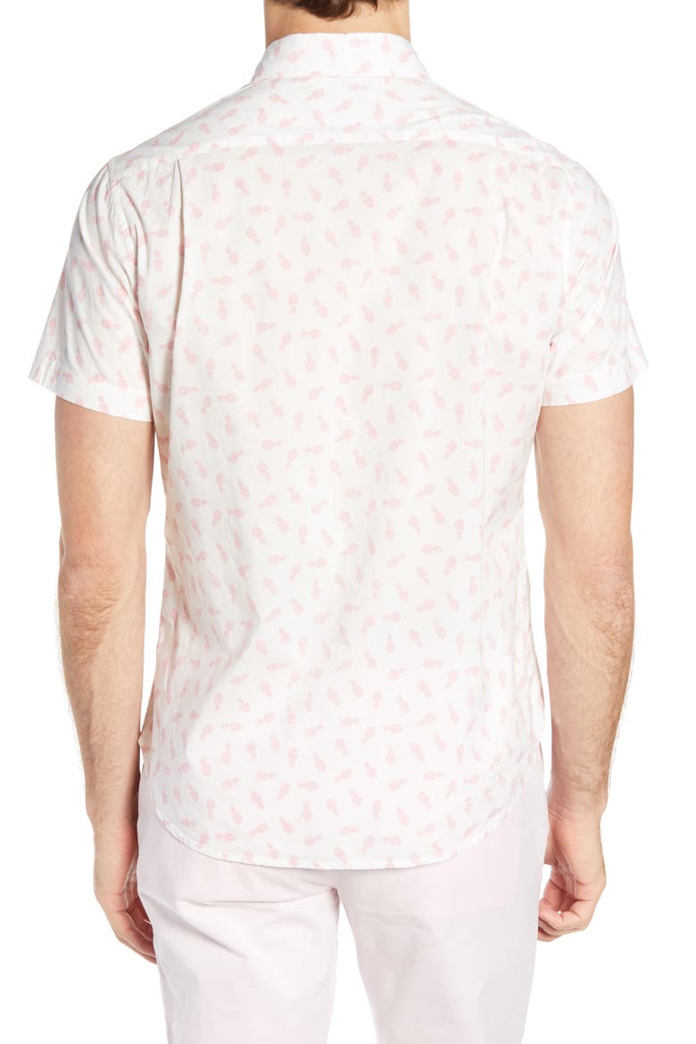 Riviera Slim Fit Pineapple Print Sport Shirt, Alternate, color, PINEAPPLE STAMP TOSS - FIESTA