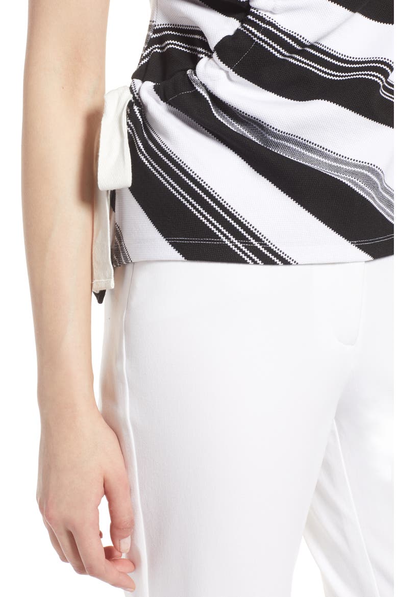 Ruched Stripe Tank Top, Alternate, color, BLACK- IVORY STRIPE