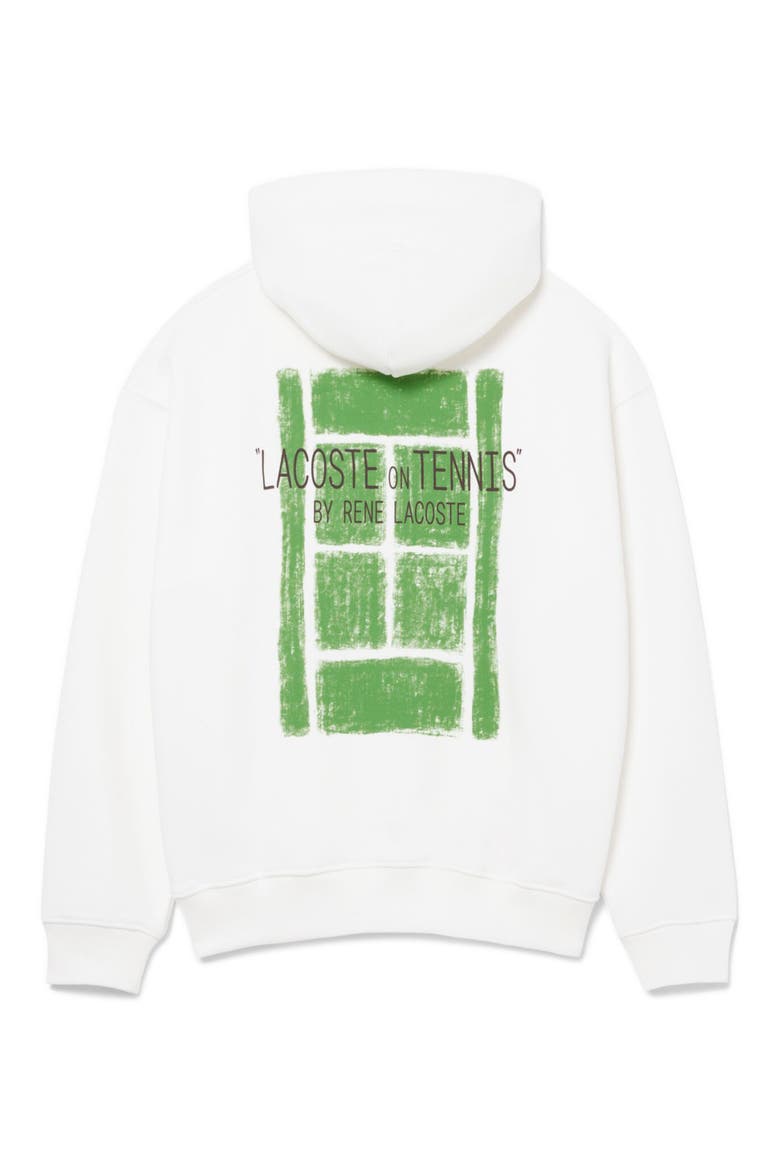 Tennis Logo Cotton Fleece Hoodie, Alternate, color, FLOUR