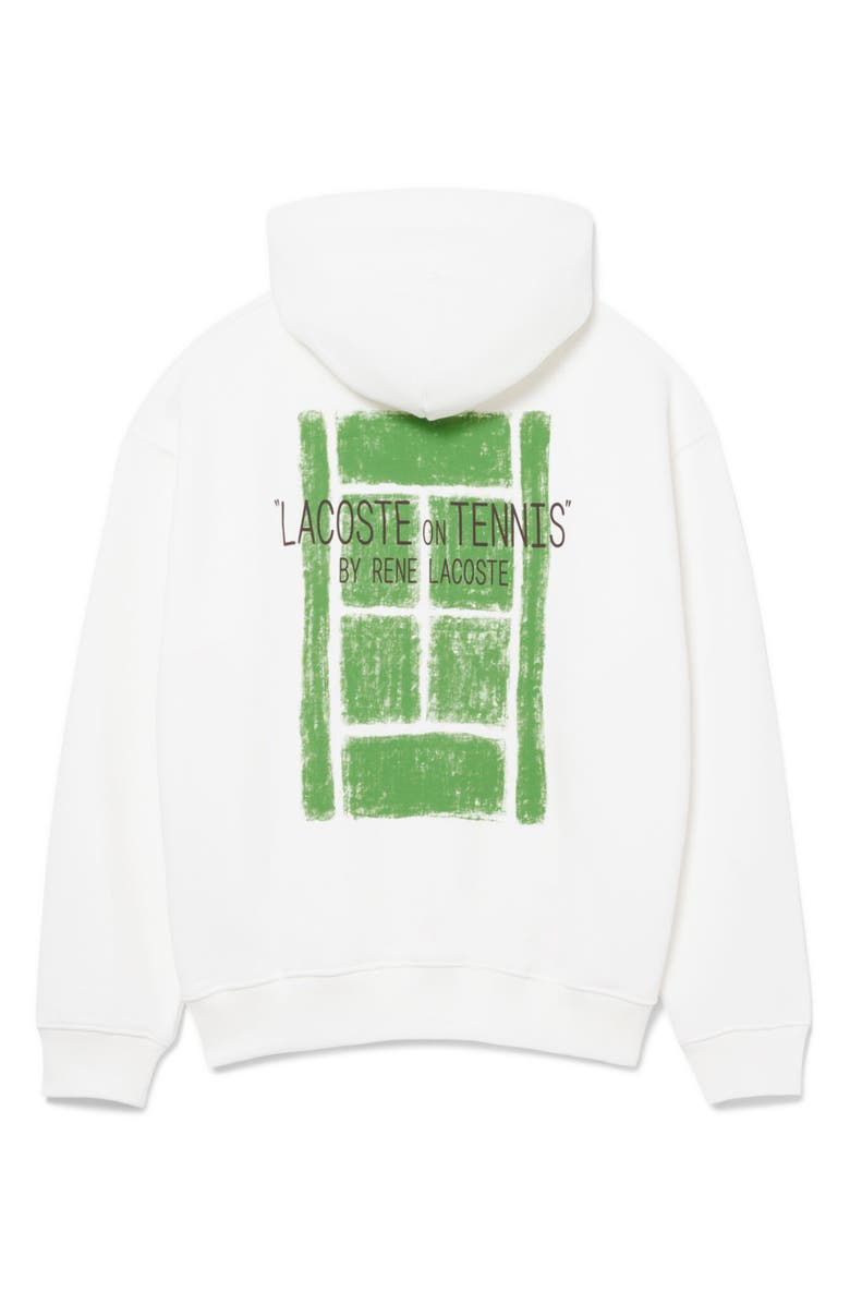 Lacoste Tennis Logo Cotton Fleece Hoodie, Alternate, color, Flour