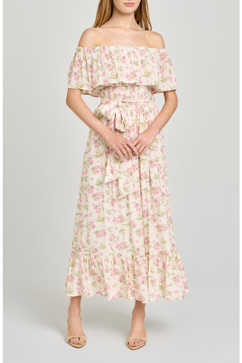 Indie Floral Off-the-Shoulder Dress, Alternate, color, GARDEN RASPBERRY