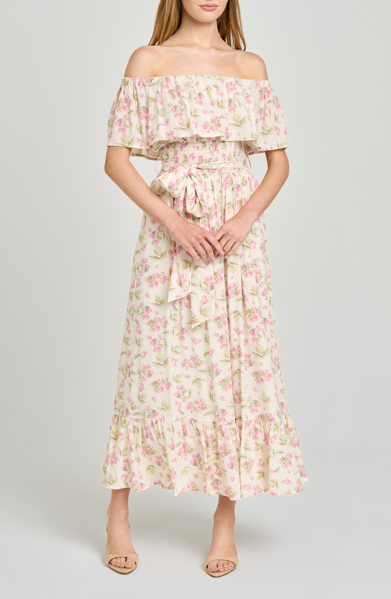 WAYF Indie Floral Off-the-Shoulder Dress, Alternate, color, Garden Raspberry