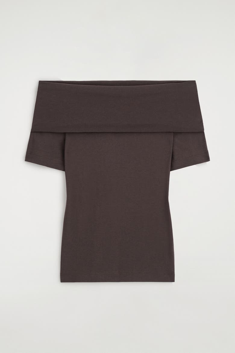 Folded Off-The-Shoulder Top, Alternate, color, BROWN