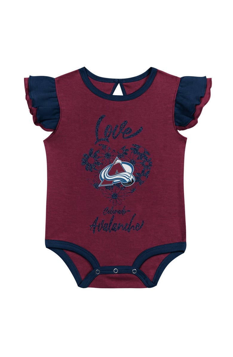 Outerstuff Girls Infant Burgundy/Navy Colorado Avalanche Two-Pack Training Bodysuit Set, Alternate, color, 