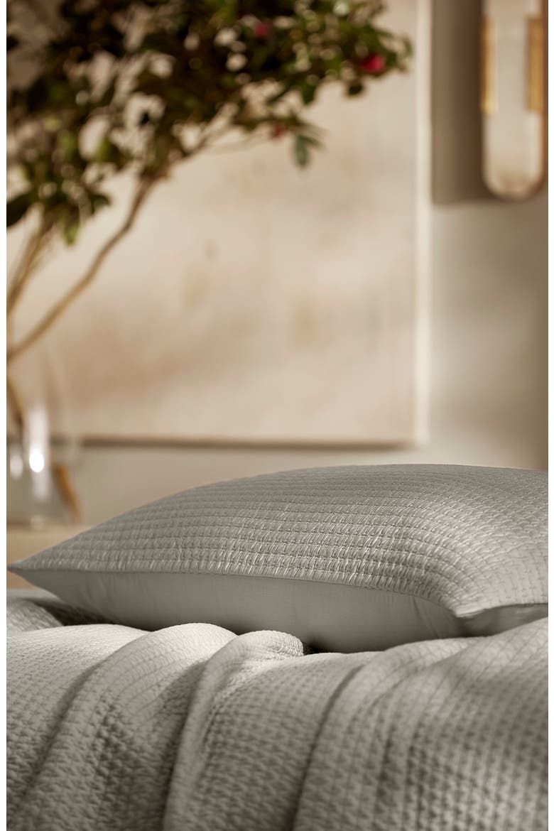Signature Texture Stitch Organic Cotton Pillow Sham, Alternate, color, PEWTER
