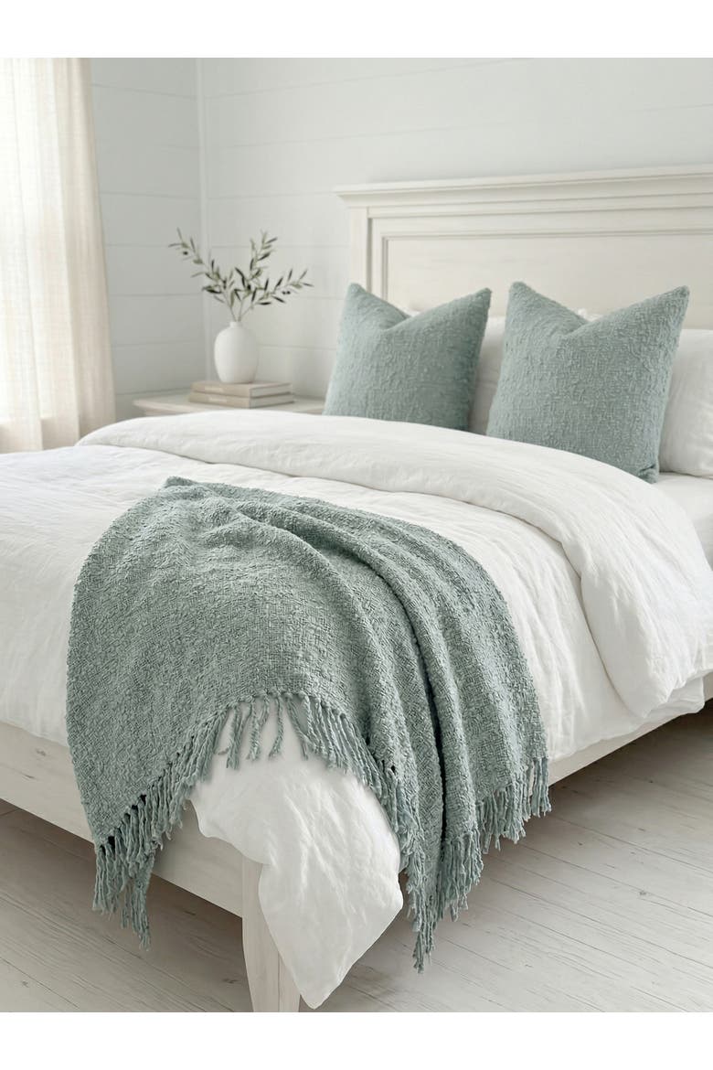 Cozy Cotton Boucle Pillow with Down Alternative Insert, Alternate, color, Aqua