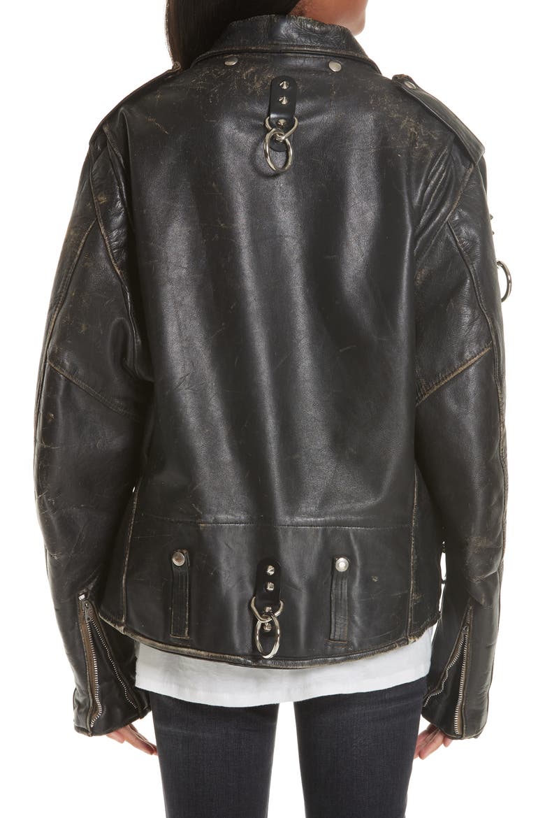 Refurbished Leather Moto Jacket, Alternate, color, BLACK