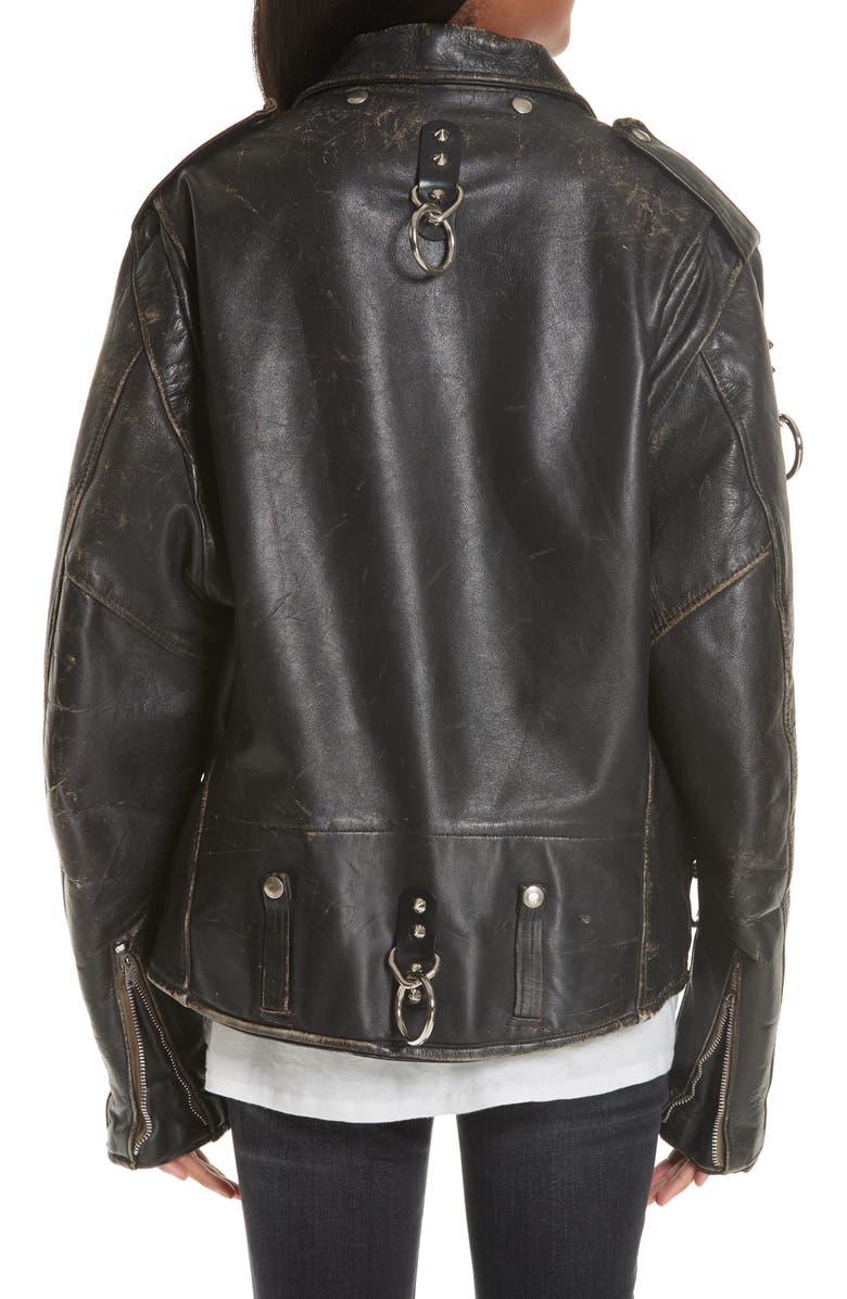 R13 Refurbished Leather Moto Jacket, Alternate, color, 