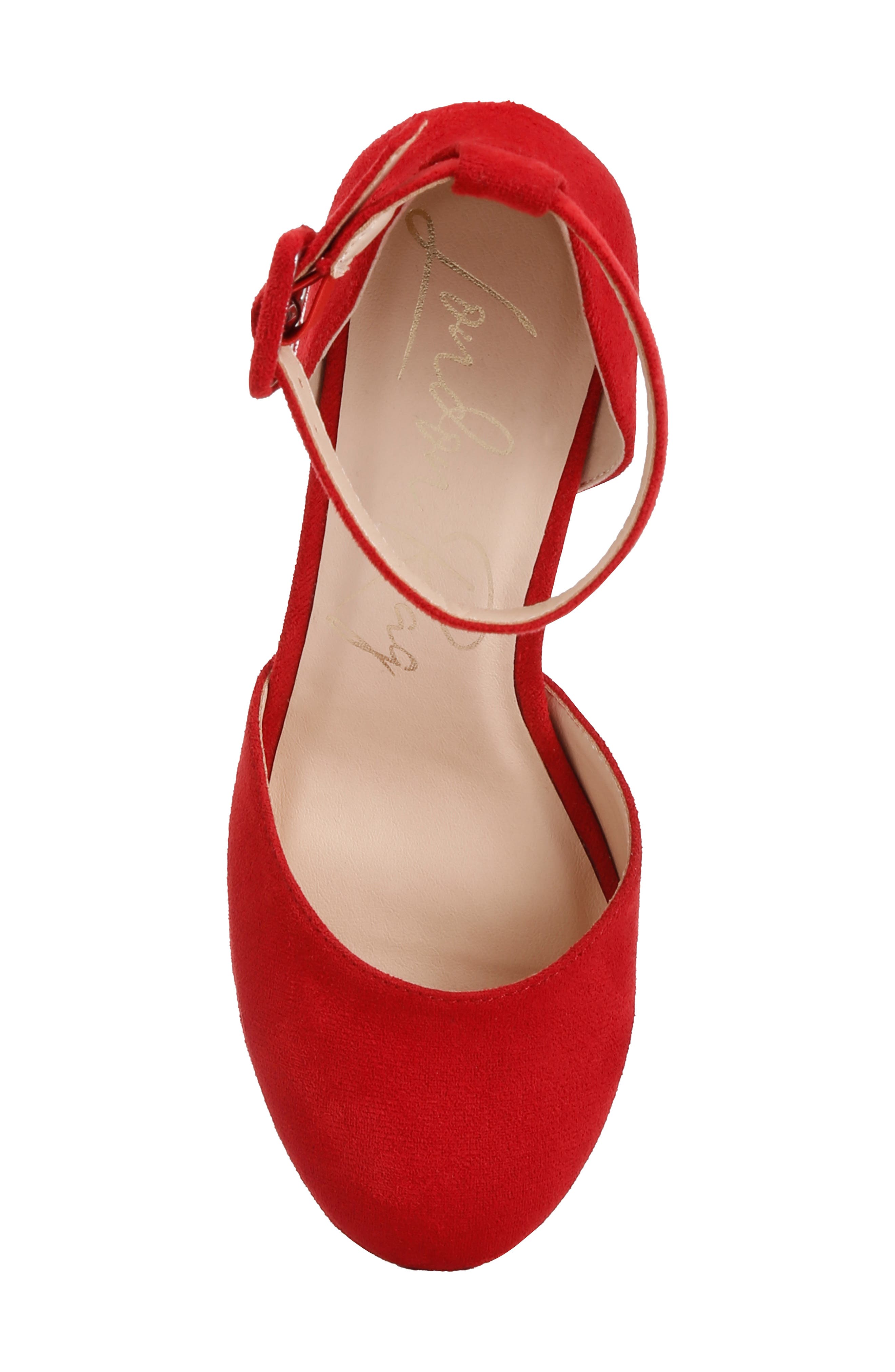 LONDON RAG Inigo Interchangeable Ankle Strap Platform Pump, Alternate, color, Red