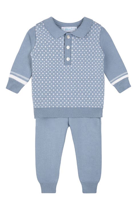 Geo Cotton Knit Polo Sweater & Pants Set (Baby)